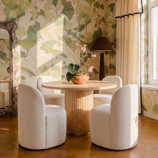 Persa Round Back Cream Performance Chenille Dining Chair by TOV Furniture – photo 2 of 7