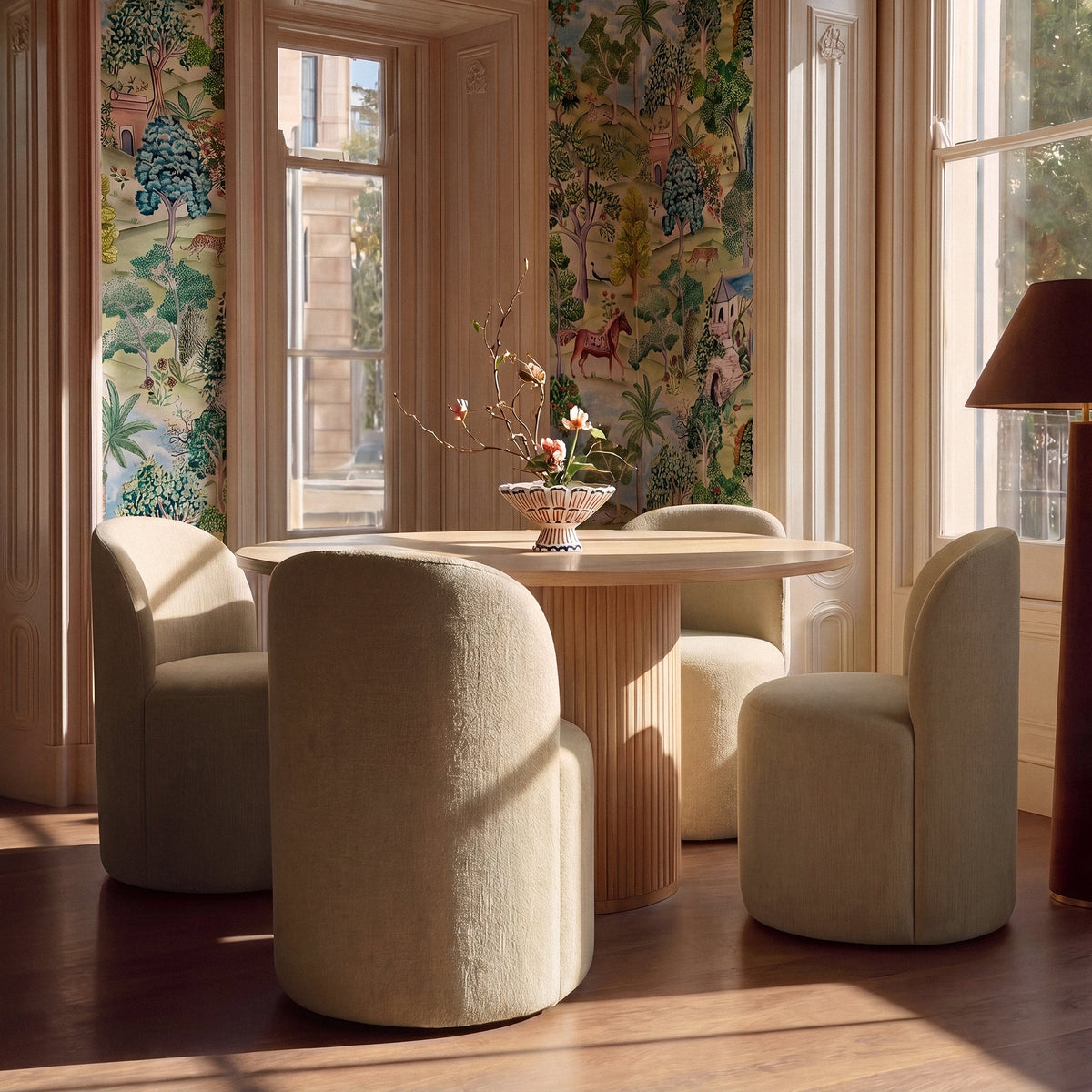 Persa Round Back Light Brown Performance Chenille Dining Chair by TOV Furniture – photo 2 of 7