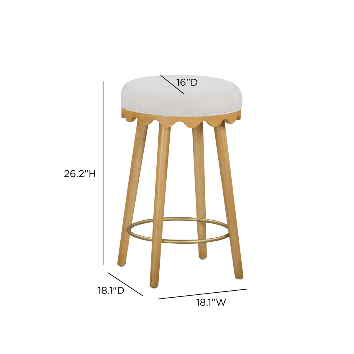 Oodle Cream Performance Vegan Mohair Natural Counter Stool by TOV Furniture – photo 6 of 6
