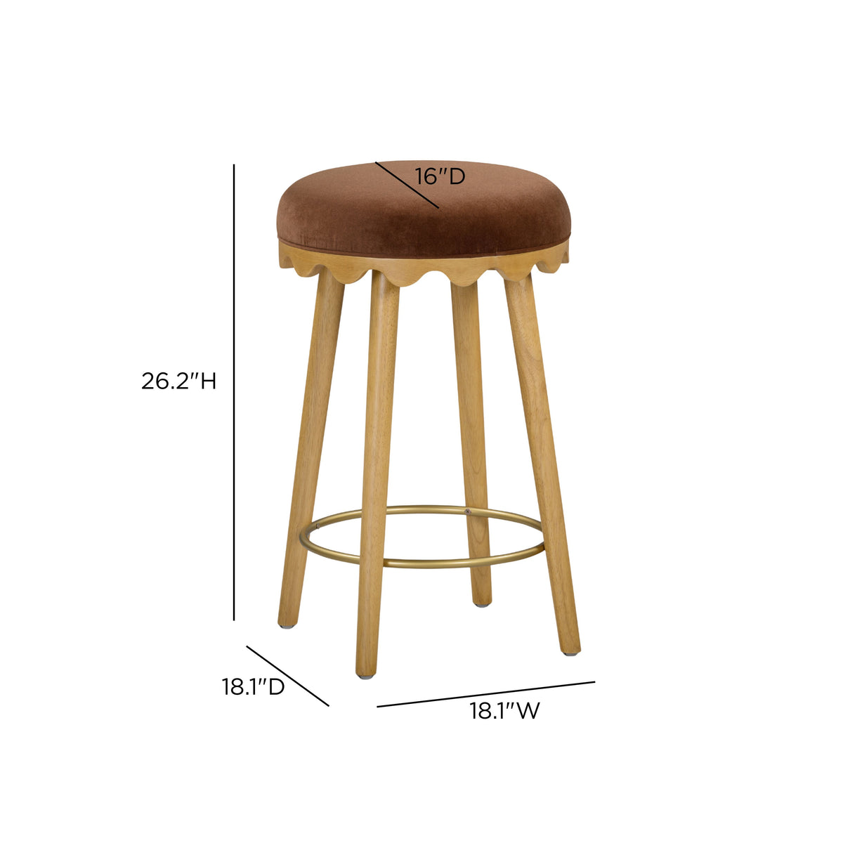 Oodle Bronze Performance Vegan Mohair Natural Counter Stool by TOV Furniture – photo 6 of 6