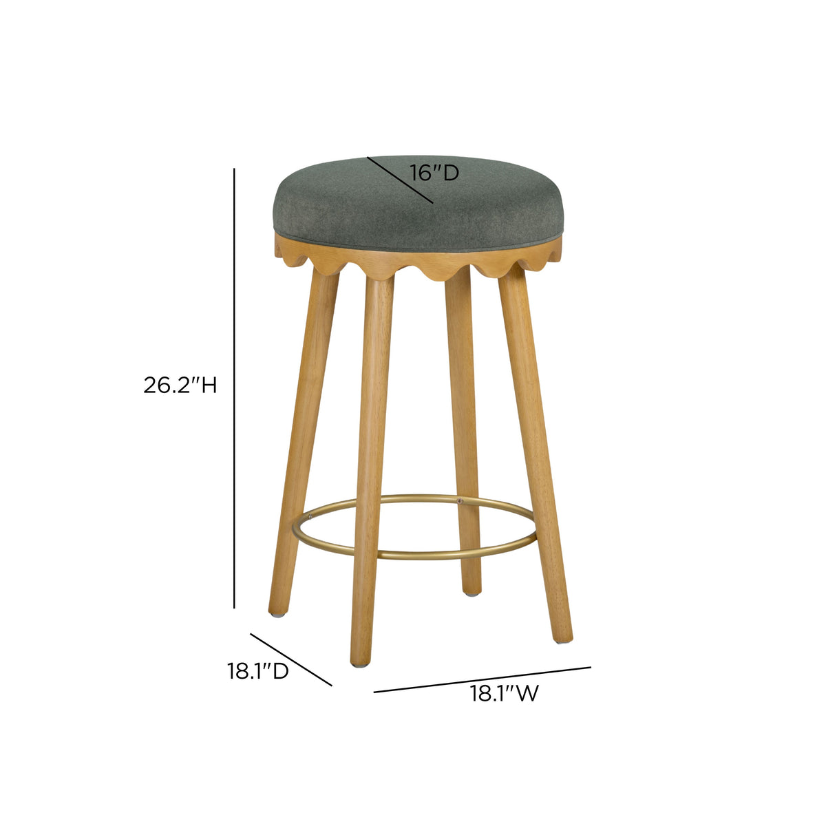 Oodle Green Performance Vegan Mohair Natural Counter Stool by TOV Furniture – photo 6 of 6