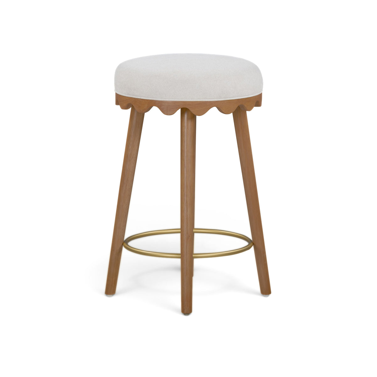 Oodle Cream Performance Vegan Mohair Light Walnut Counter Stool by TOV Furniture – photo 3 of 6