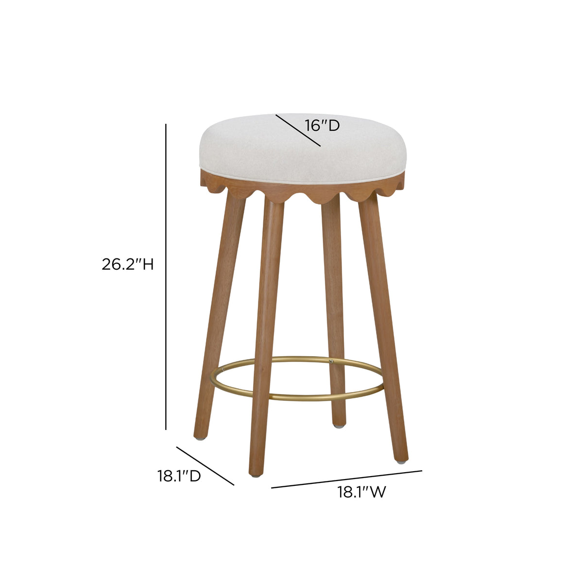 Oodle Cream Performance Vegan Mohair Light Walnut Counter Stool by TOV Furniture – photo 6 of 6