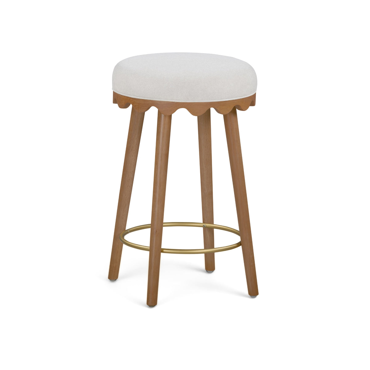 Oodle Cream Performance Vegan Mohair Light Walnut Counter Stool by TOV Furniture – photo 1 of 6