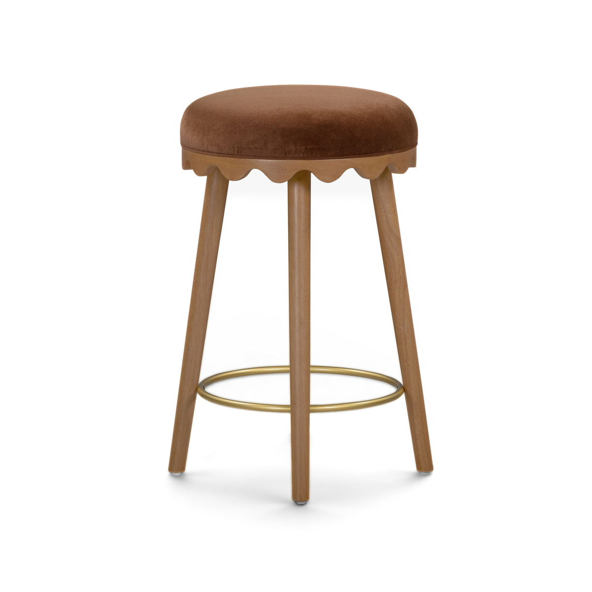 Oodle Bronze Performance Vegan Mohair Light Walnut Counter Stool by TOV Furniture – photo 2 of 6