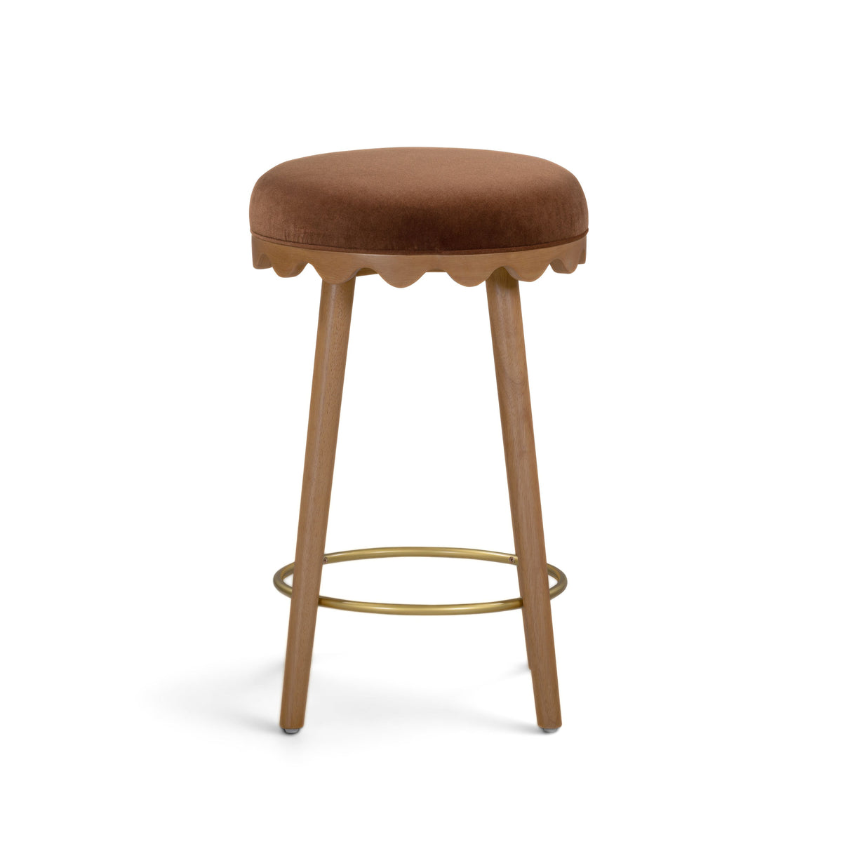 Oodle Bronze Performance Vegan Mohair Light Walnut Counter Stool by TOV Furniture – photo 3 of 6