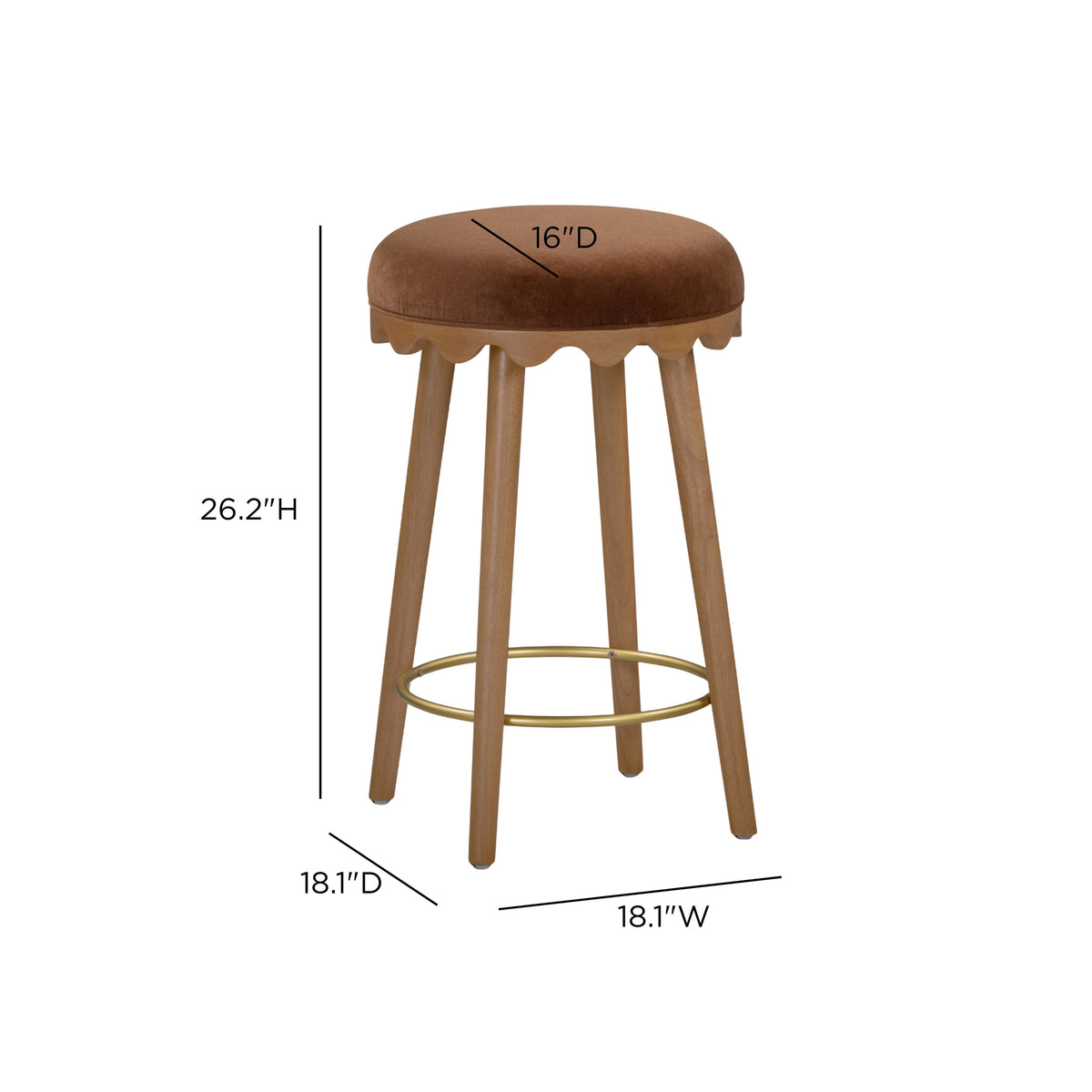 Oodle Bronze Performance Vegan Mohair Light Walnut Counter Stool by TOV Furniture – photo 6 of 6