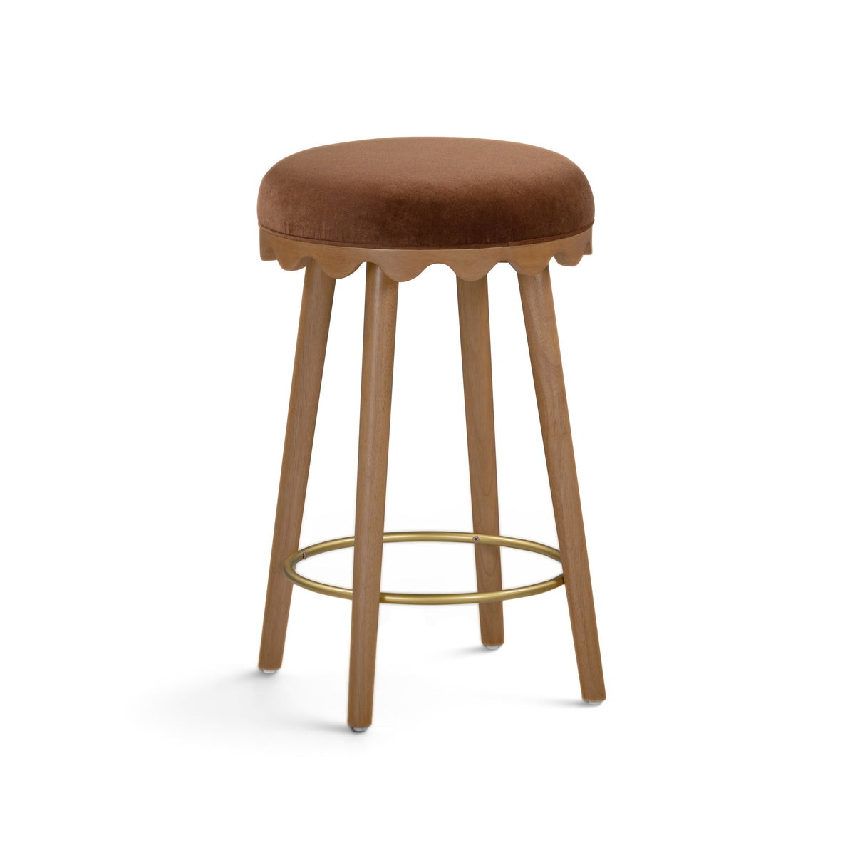 Oodle Bronze Performance Vegan Mohair Light Walnut Counter Stool by TOV Furniture – photo 1 of 6