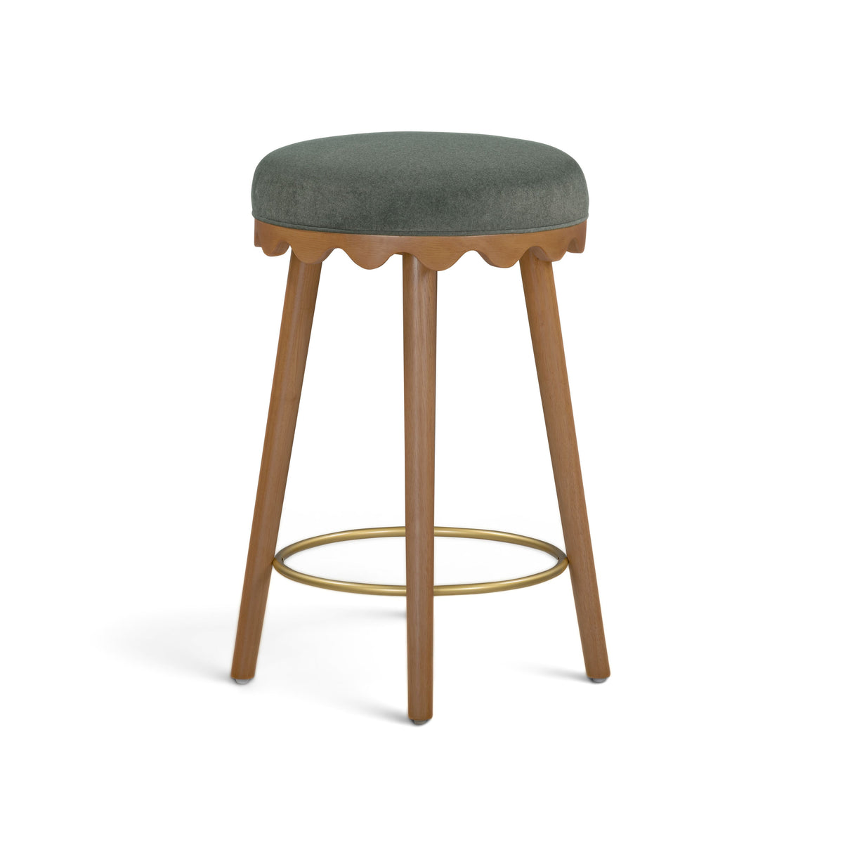 Oodle Green Performance Vegan Mohair Light Walnut Counter Stool by TOV Furniture – photo 2 of 6