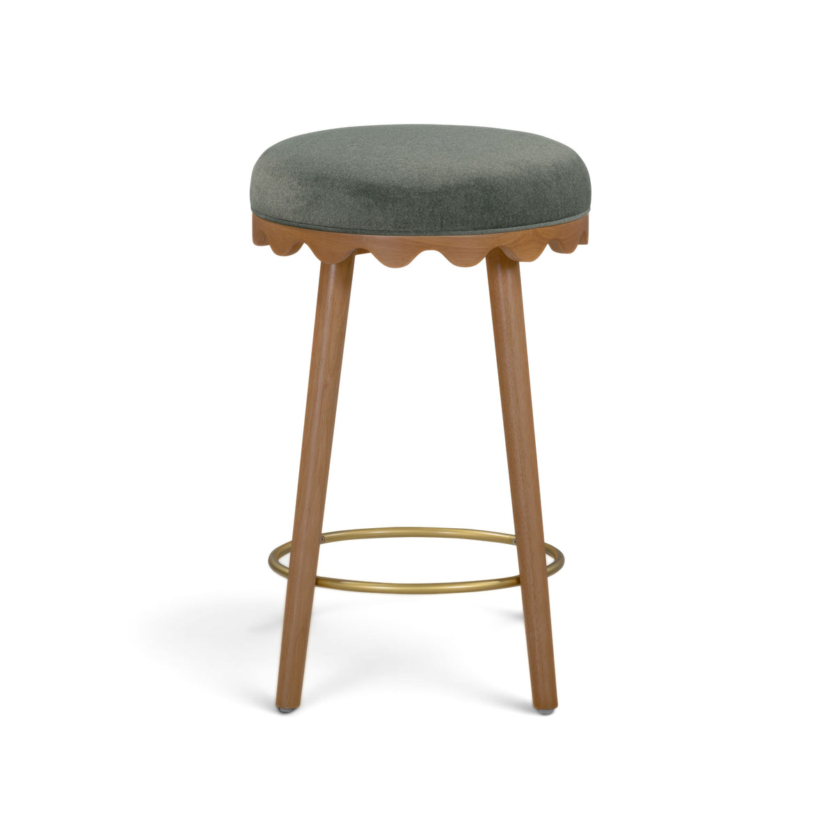 Oodle Green Performance Vegan Mohair Light Walnut Counter Stool by TOV Furniture – photo 3 of 6