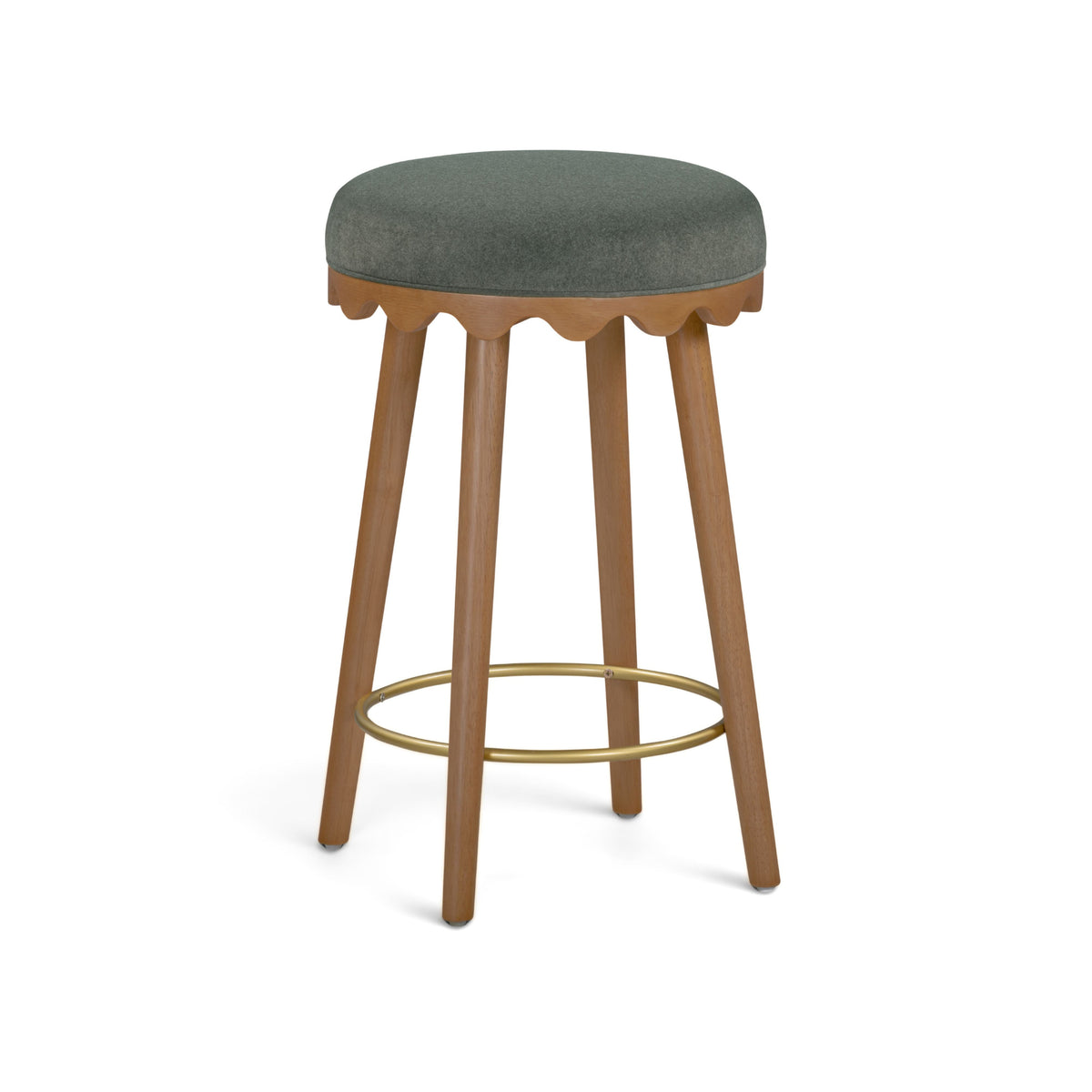 Oodle Green Performance Vegan Mohair Light Walnut Counter Stool by TOV Furniture – photo 1 of 6