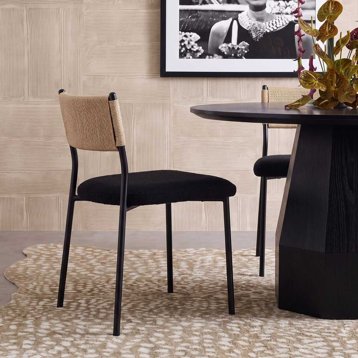 Celine Black Performance Boucle Dining Chair - Set of 2 by TOV Furniture – photo 2 of 7