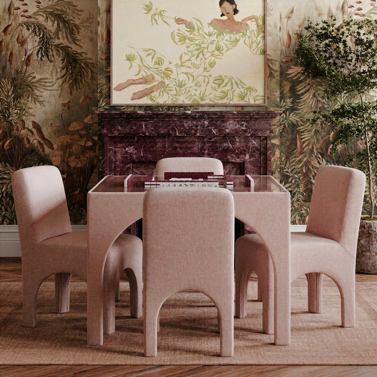 Tomlin Light Pink Performance Chenille Dining Chair by TOV Furniture – photo 2 of 9