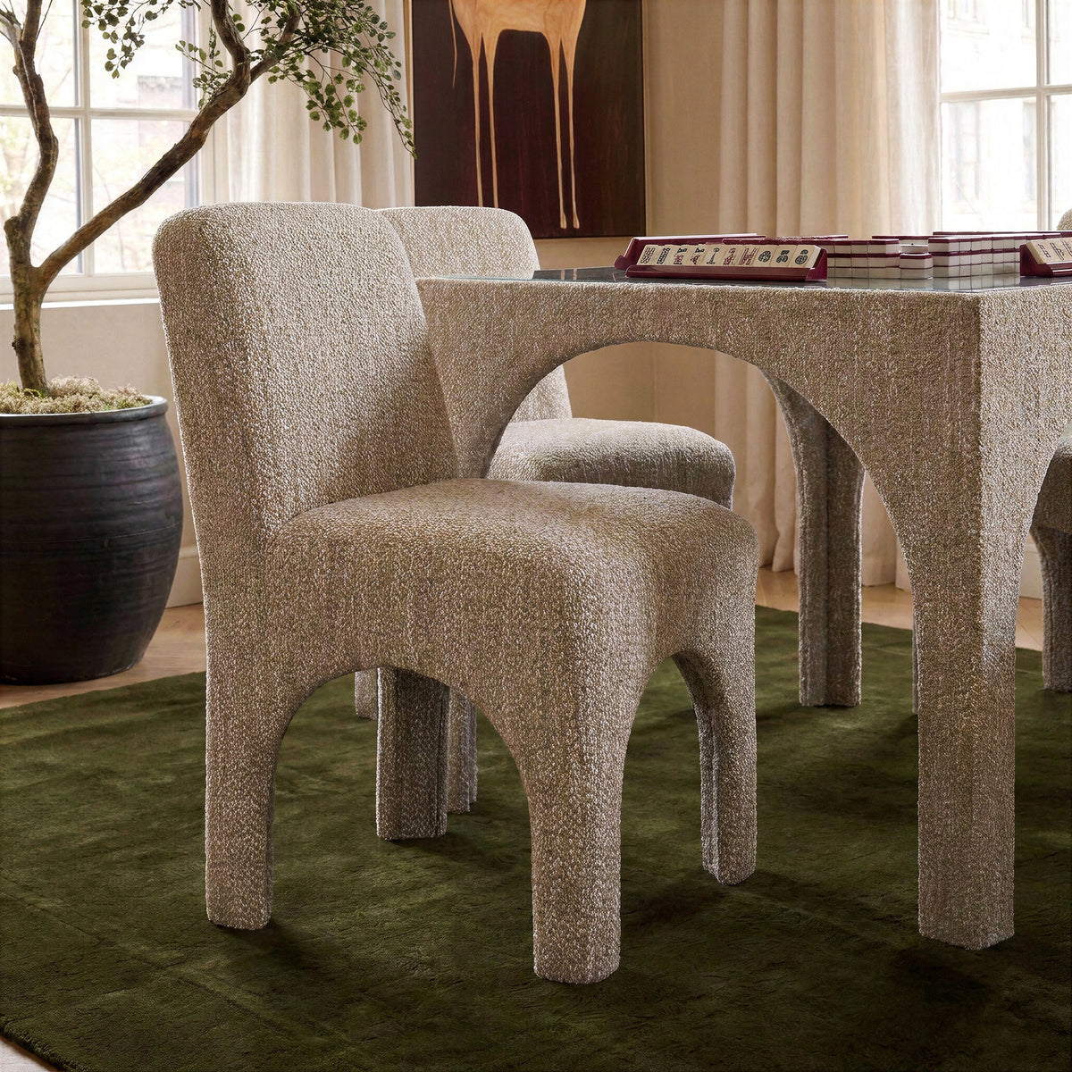 Tomlin Beige Knubby Performance Fabric Dining Chair by TOV Furniture – photo 3 of 9