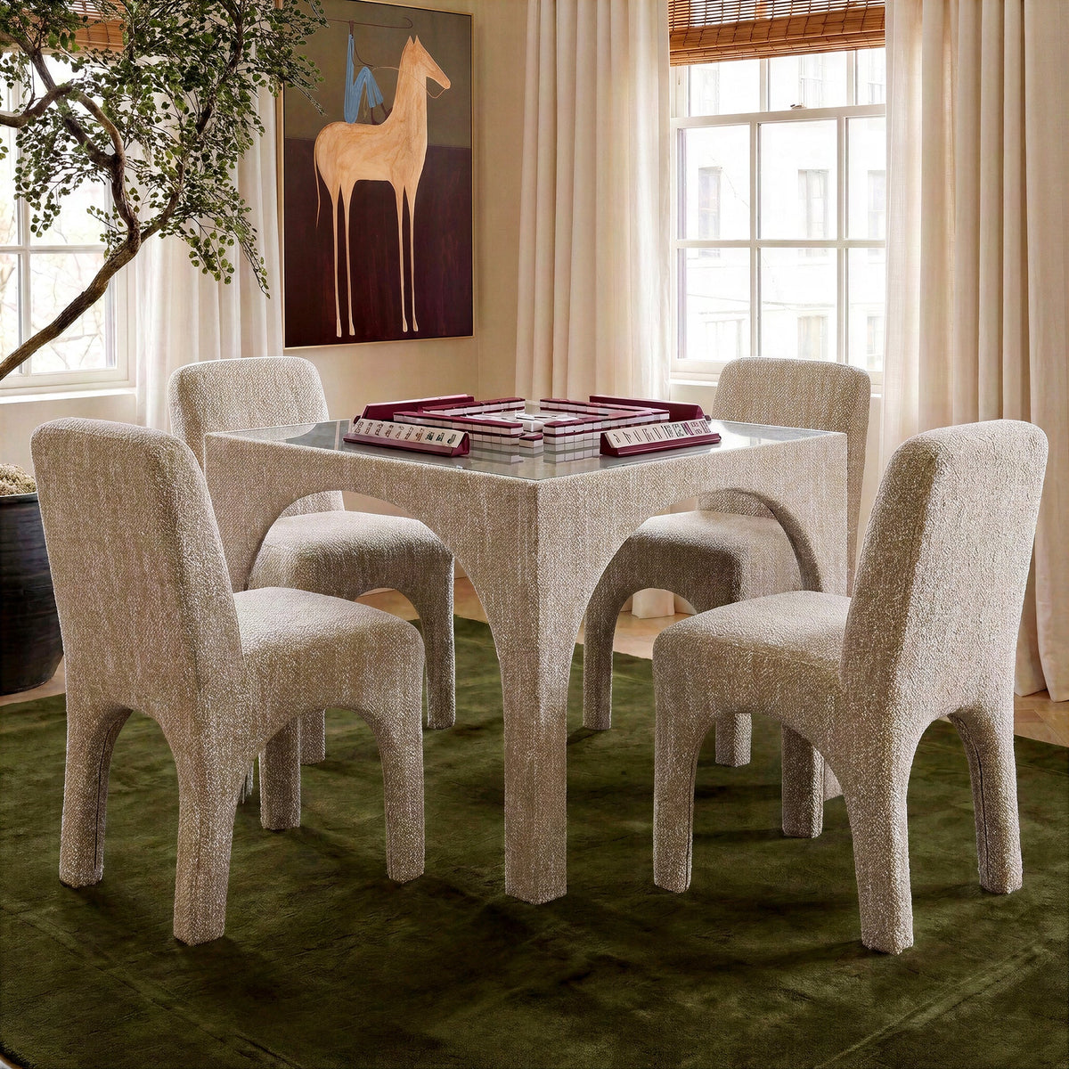 Tomlin Beige Knubby Performance Fabric Dining Chair by TOV Furniture – photo 2 of 9