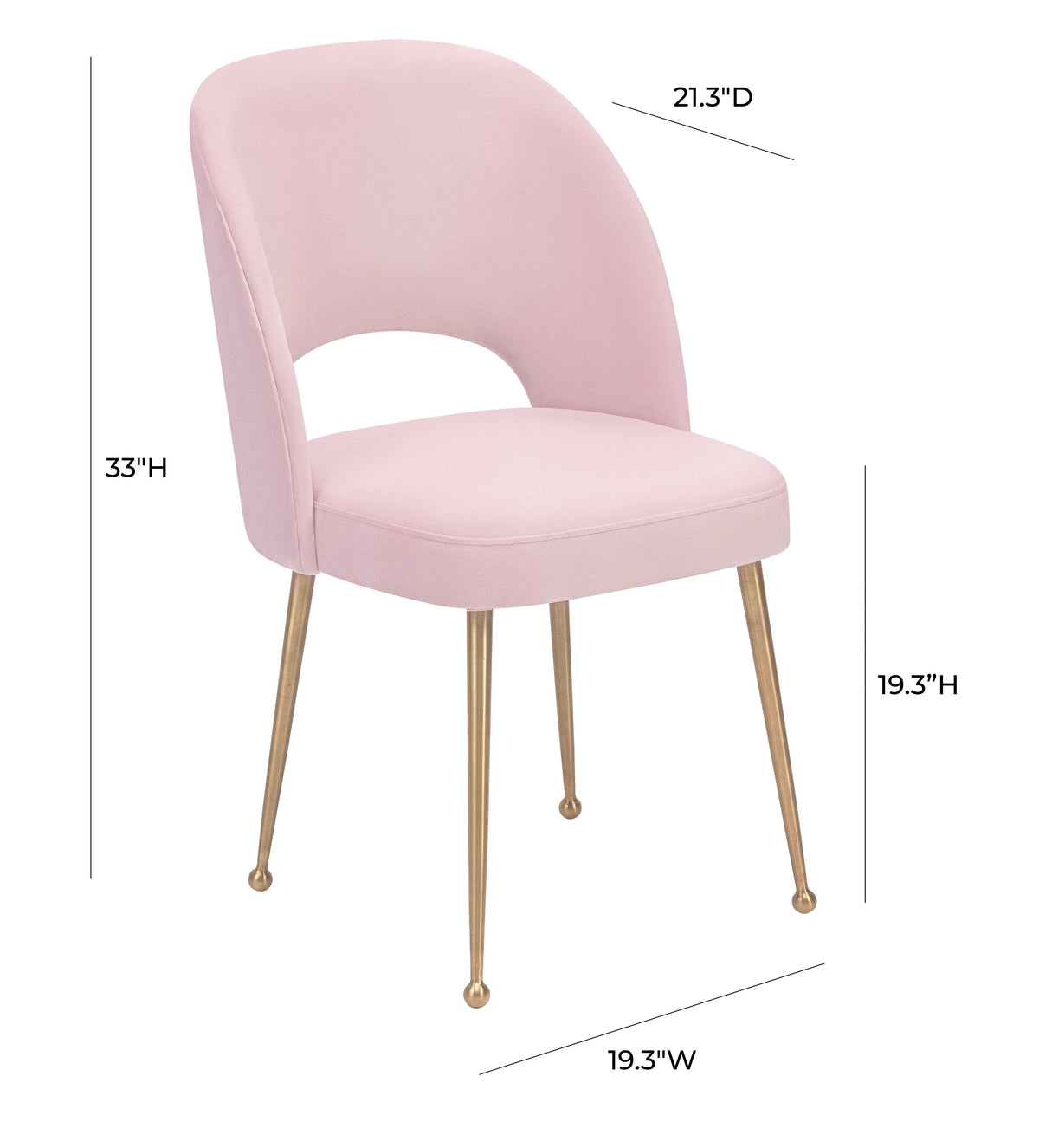Swell Blush Performance Velvet Dining Chair by TOV Furniture – photo 6 of 6
