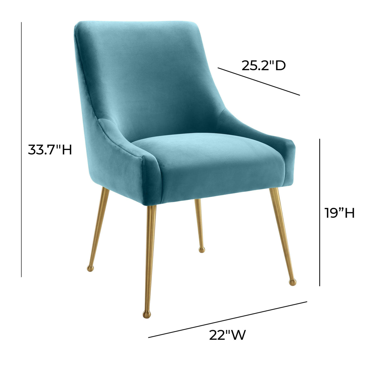 Beatrix Sea Blue Performance Velvet Dining Chair by TOV Furniture – photo 5 of 5