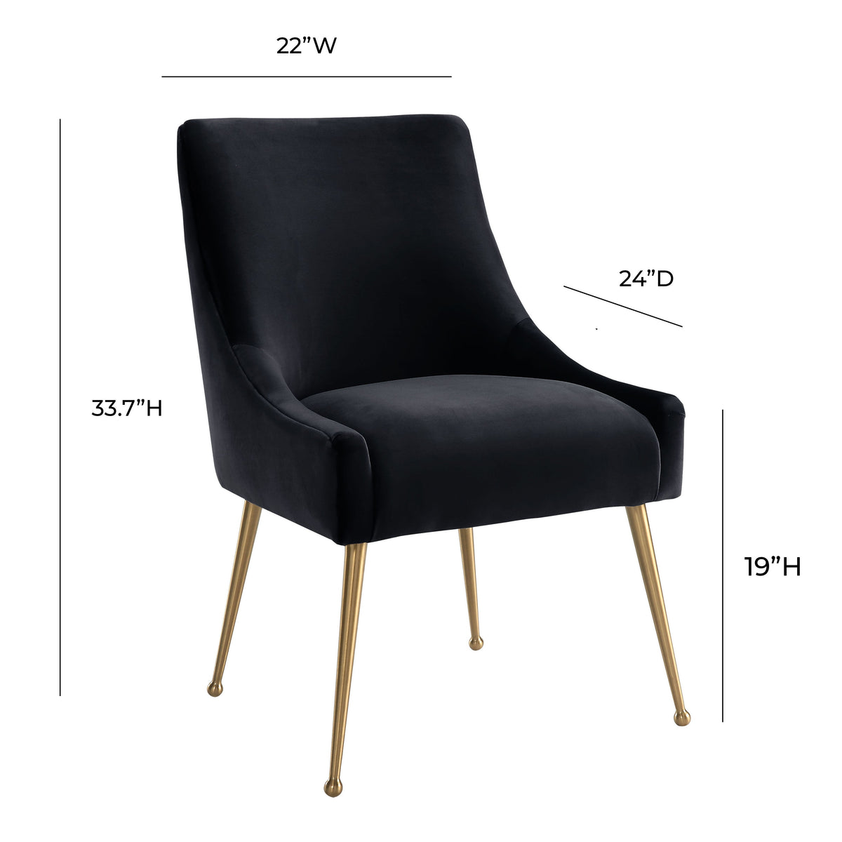 Beatrix Black Performance Velvet Dining Chair by TOV Furniture – photo 6 of 7