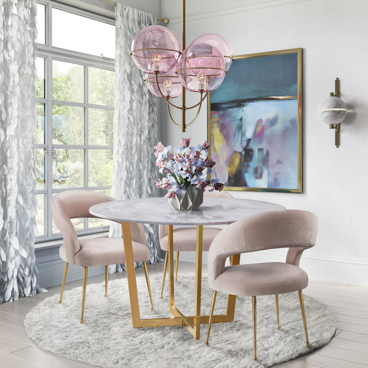 Rocco Blush Performance Velvet Dining Chair by TOV Furniture – photo 2 of 6
