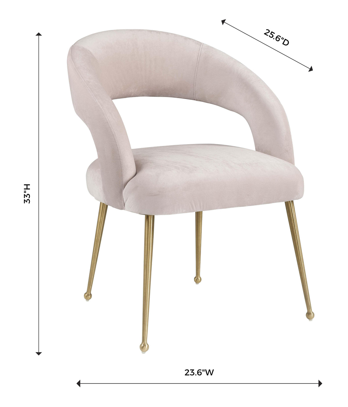 Rocco Blush Performance Velvet Dining Chair by TOV Furniture – photo 6 of 6
