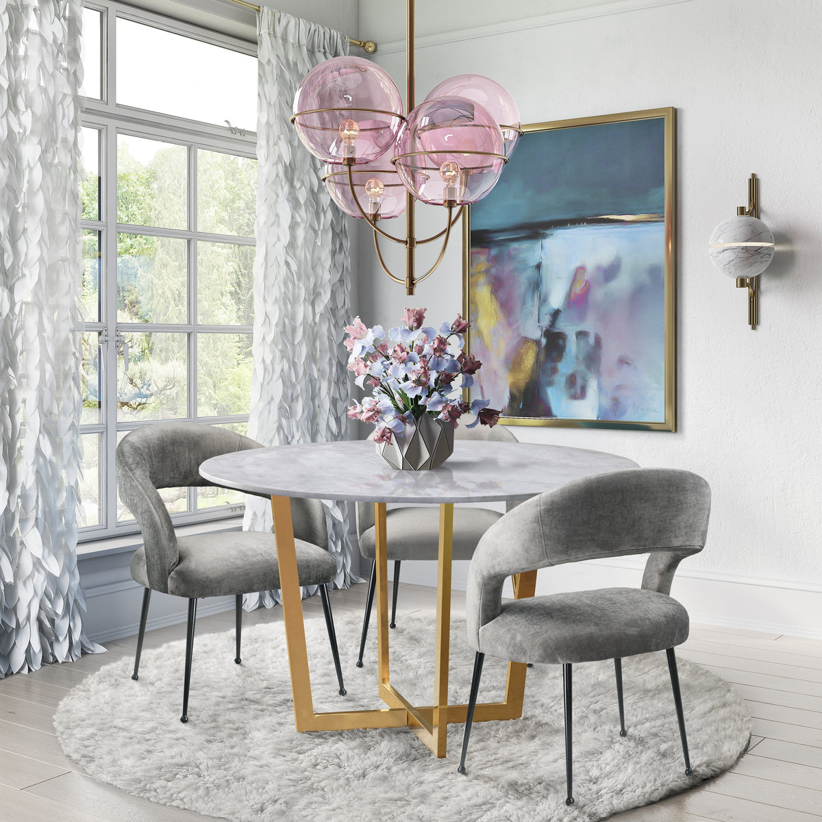 Rocco Grey Performance Slub Velvet Dining Chair by TOV Furniture – photo 2 of 6