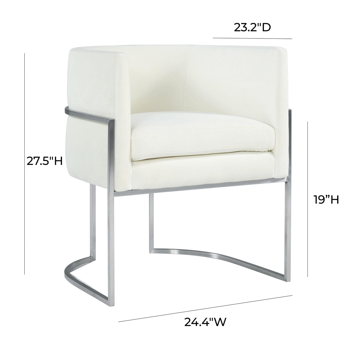 Giselle Cream Performance Velvet Dining Chair by Inspire Me! Home Decor - Silver Frame by TOV Furniture – photo 6 of 6