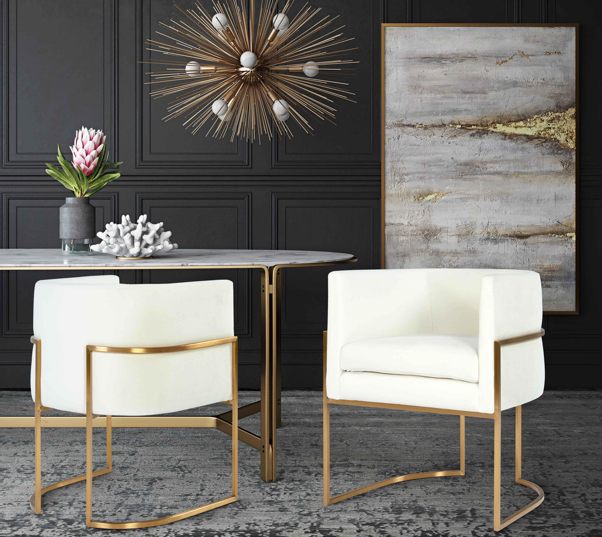Giselle Performance Velvet Dining Chair with Gold Base in Grey by TOV Furniture – photo 7 of 7