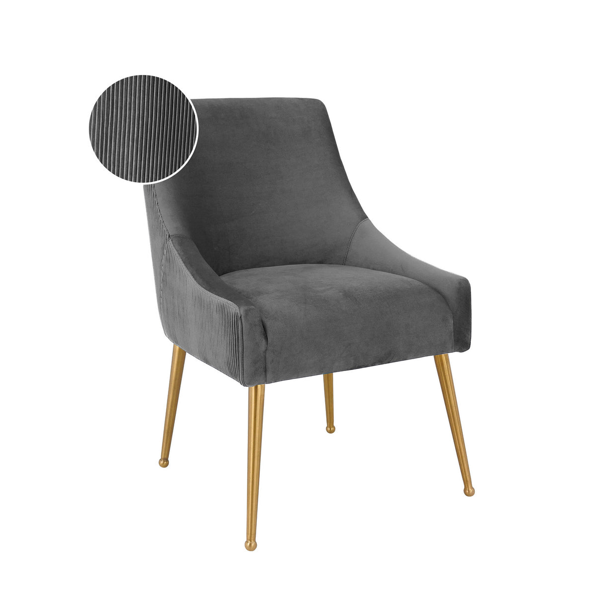 Beatrix Pleated Grey Performance Velvet Dining Chair by TOV Furniture – photo 7 of 8