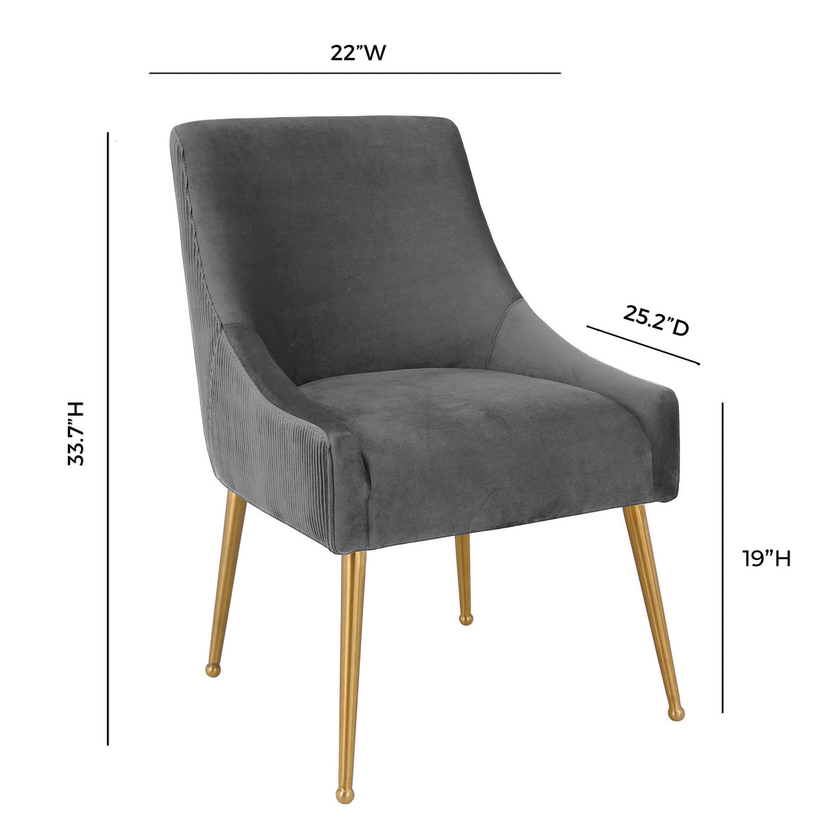 Beatrix Pleated Grey Performance Velvet Dining Chair by TOV Furniture – photo 8 of 8