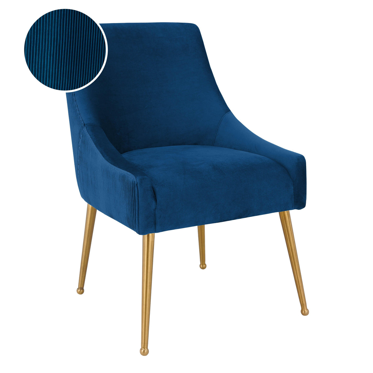 Beatrix Pleated Navy Performance Velvet Dining Chair by TOV Furniture – photo 7 of 8