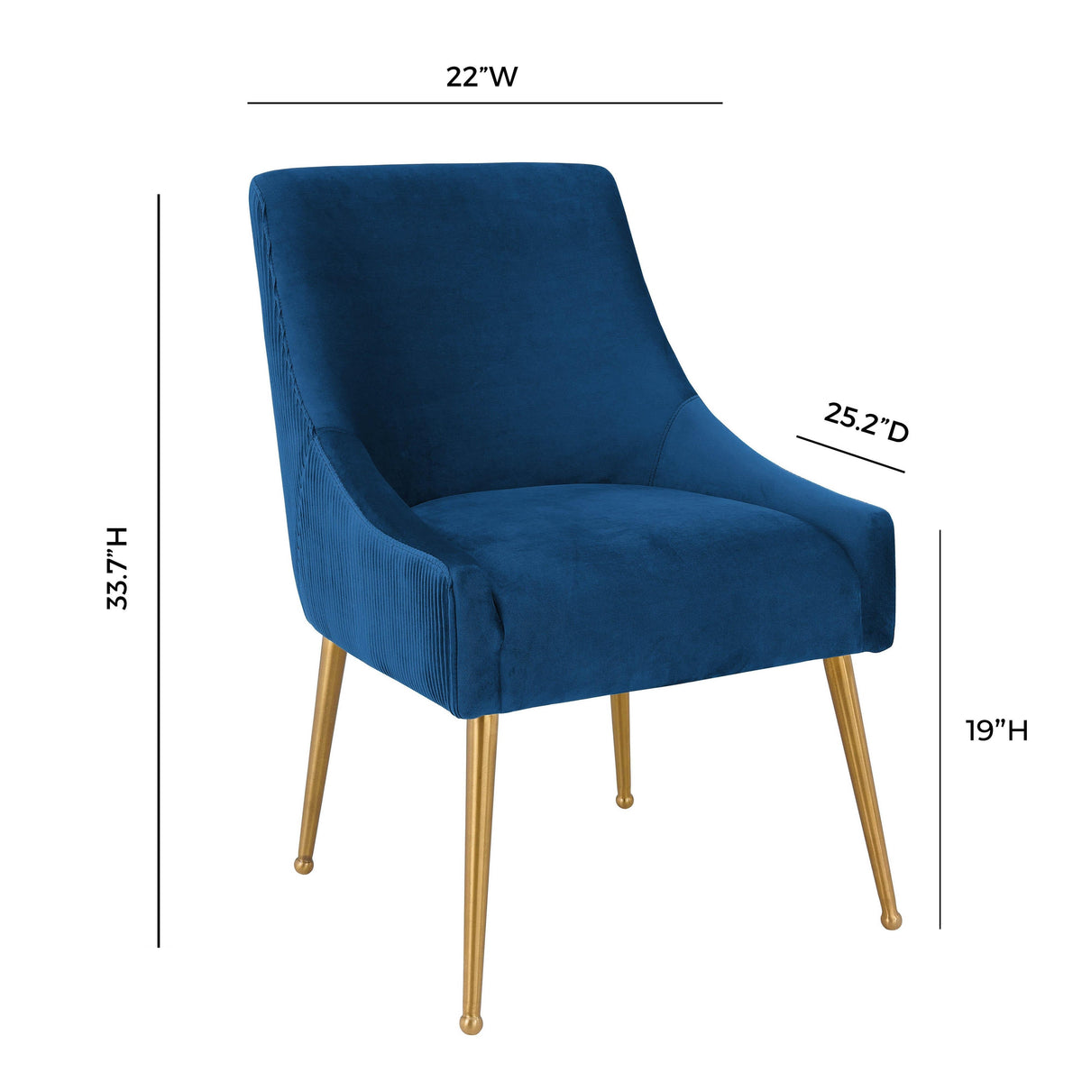 Beatrix Pleated Navy Performance Velvet Dining Chair by TOV Furniture – photo 8 of 8