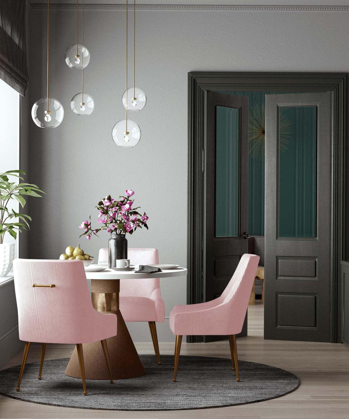 Beatrix Pleated Blush Performance Velvet Dining Chair by TOV Furniture – photo 2 of 9