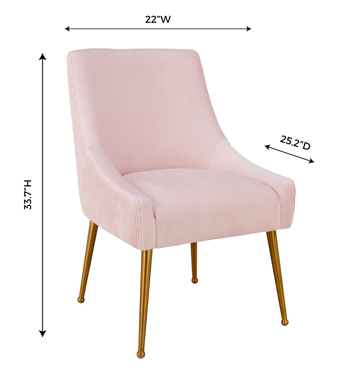 Beatrix Pleated Blush Performance Velvet Dining Chair by TOV Furniture – photo 8 of 9