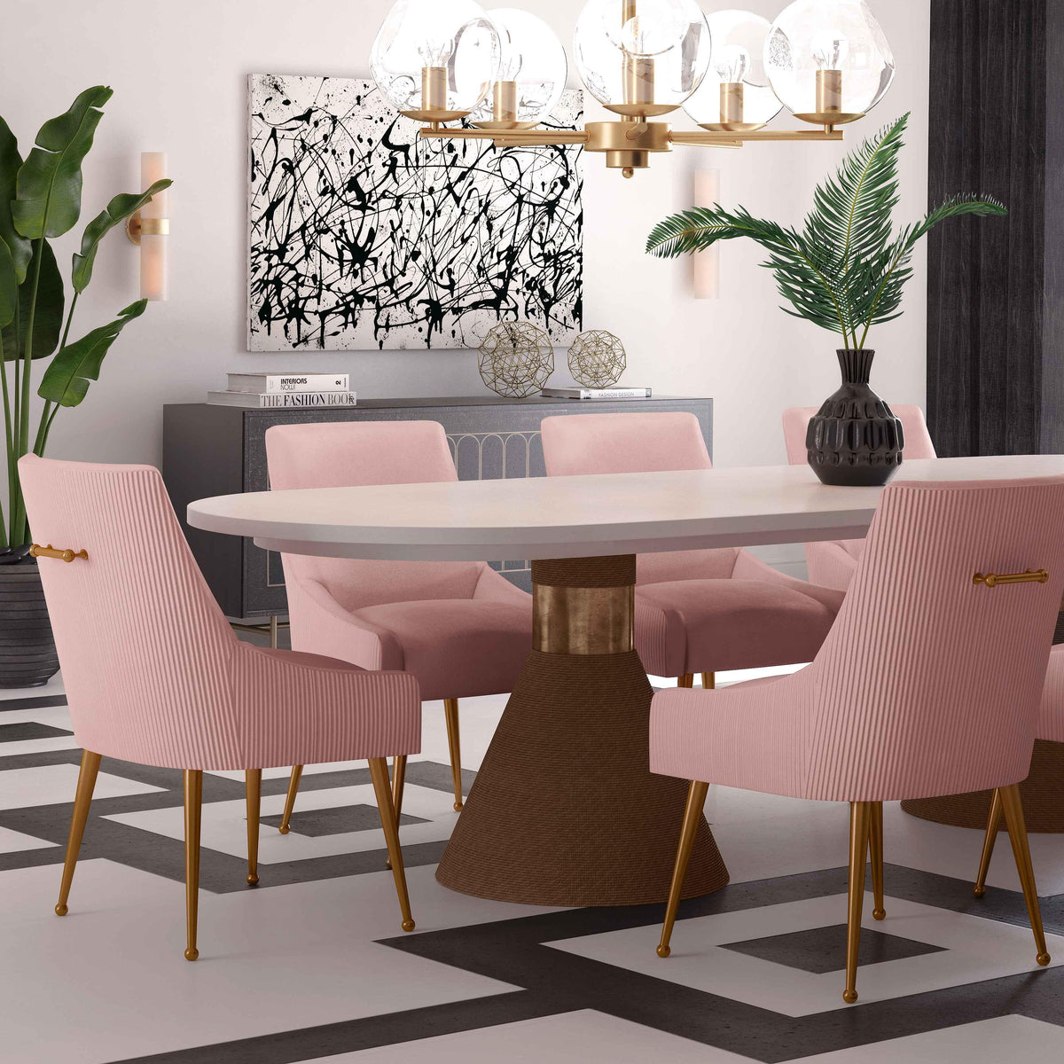 Beatrix Pleated Blush Performance Velvet Dining Chair by TOV Furniture – photo 9 of 9
