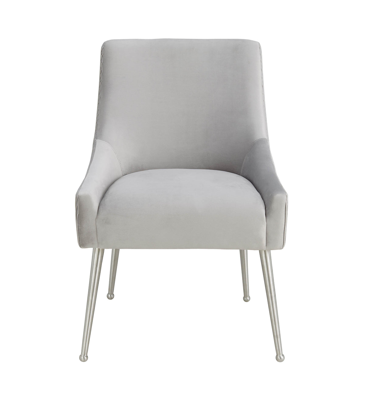 Beatrix Pleated Light Grey Performance Velvet Dining Chair - Silver Legs by TOV Furniture – photo 4 of 8