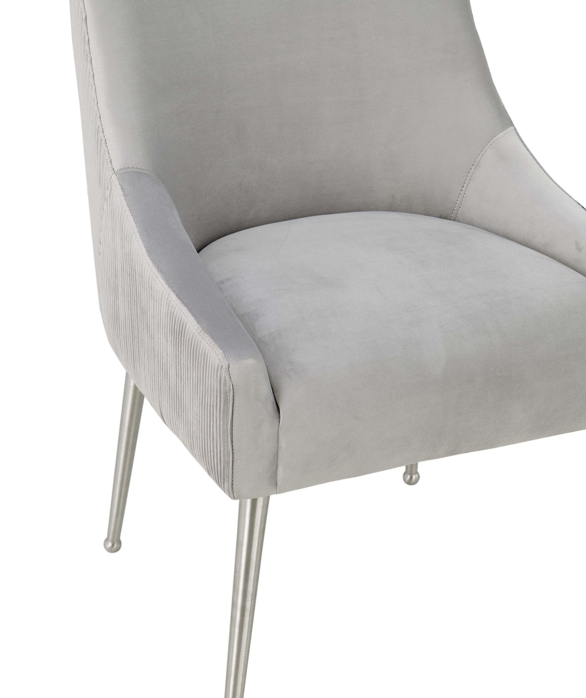 Beatrix Pleated Light Grey Performance Velvet Dining Chair - Silver Legs by TOV Furniture – photo 6 of 8