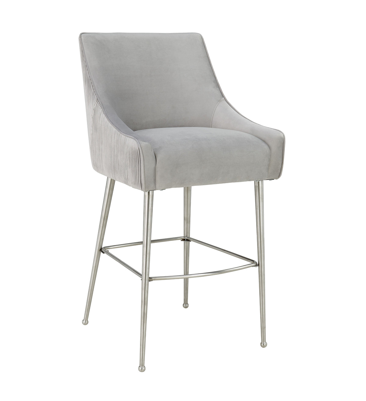Beatrix Pleated Light Grey Performance Velvet Counter Stool by TOV Furniture – photo 1 of 7