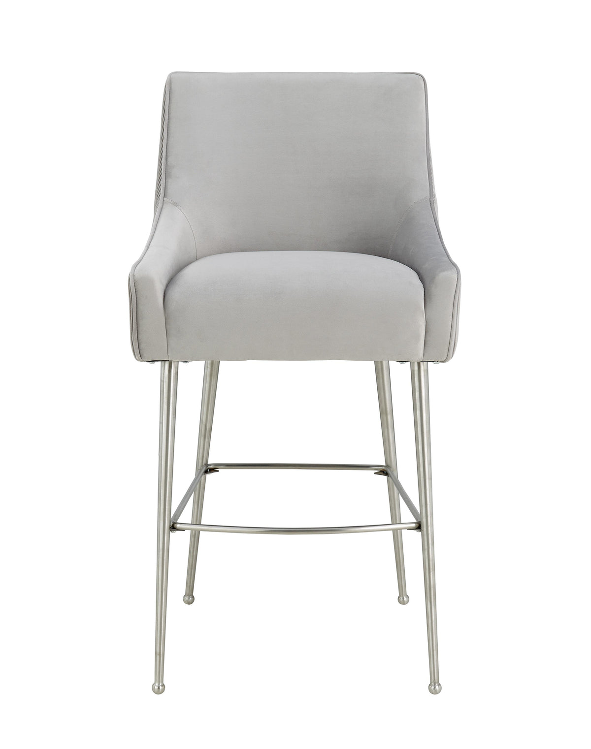 Beatrix Pleated Light Grey Performance Velvet Counter Stool by TOV Furniture – photo 3 of 7