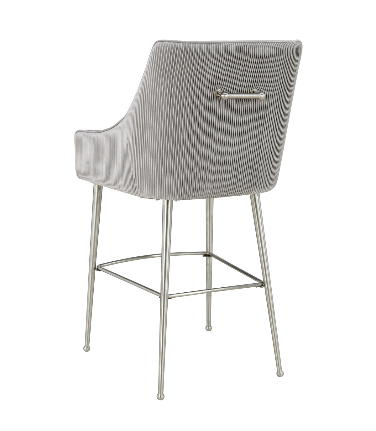 Beatrix Pleated Light Grey Performance Velvet Counter Stool by TOV Furniture – photo 4 of 7