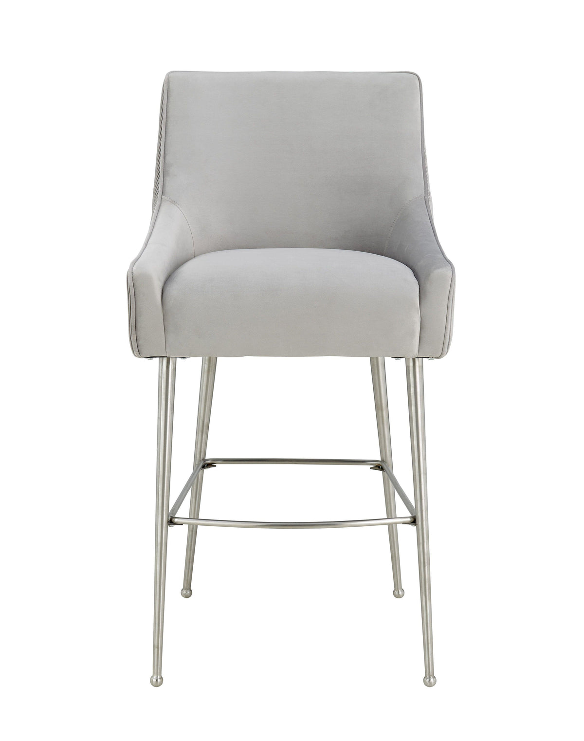 Beatrix Pleated Light Grey Performance Velvet Bar Stool by TOV Furniture – photo 3 of 8