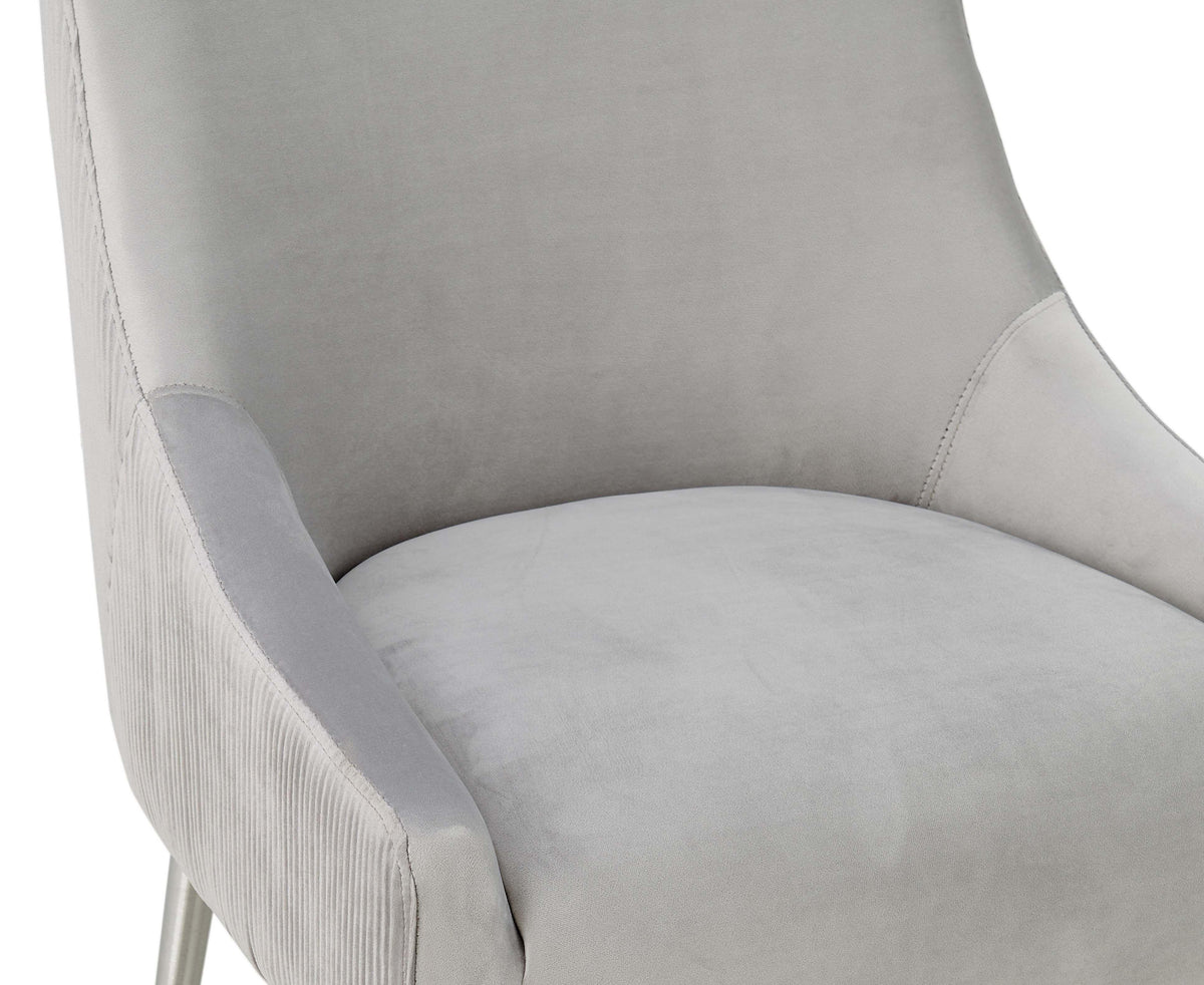Beatrix Pleated Light Grey Performance Velvet Bar Stool by TOV Furniture – photo 5 of 8