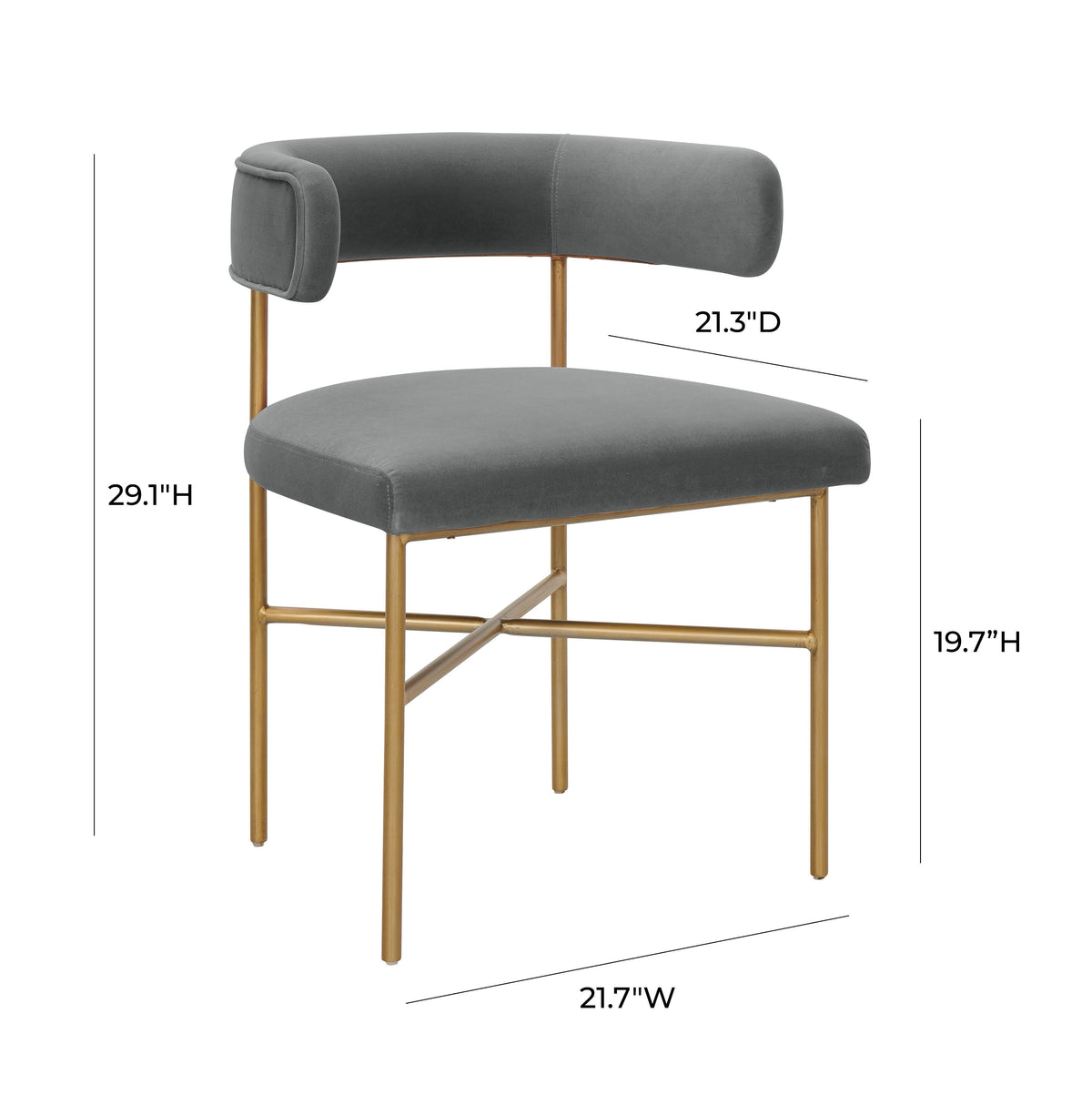 Kim Grey Performance Velvet Dining Chair by TOV Furniture – photo 6 of 6