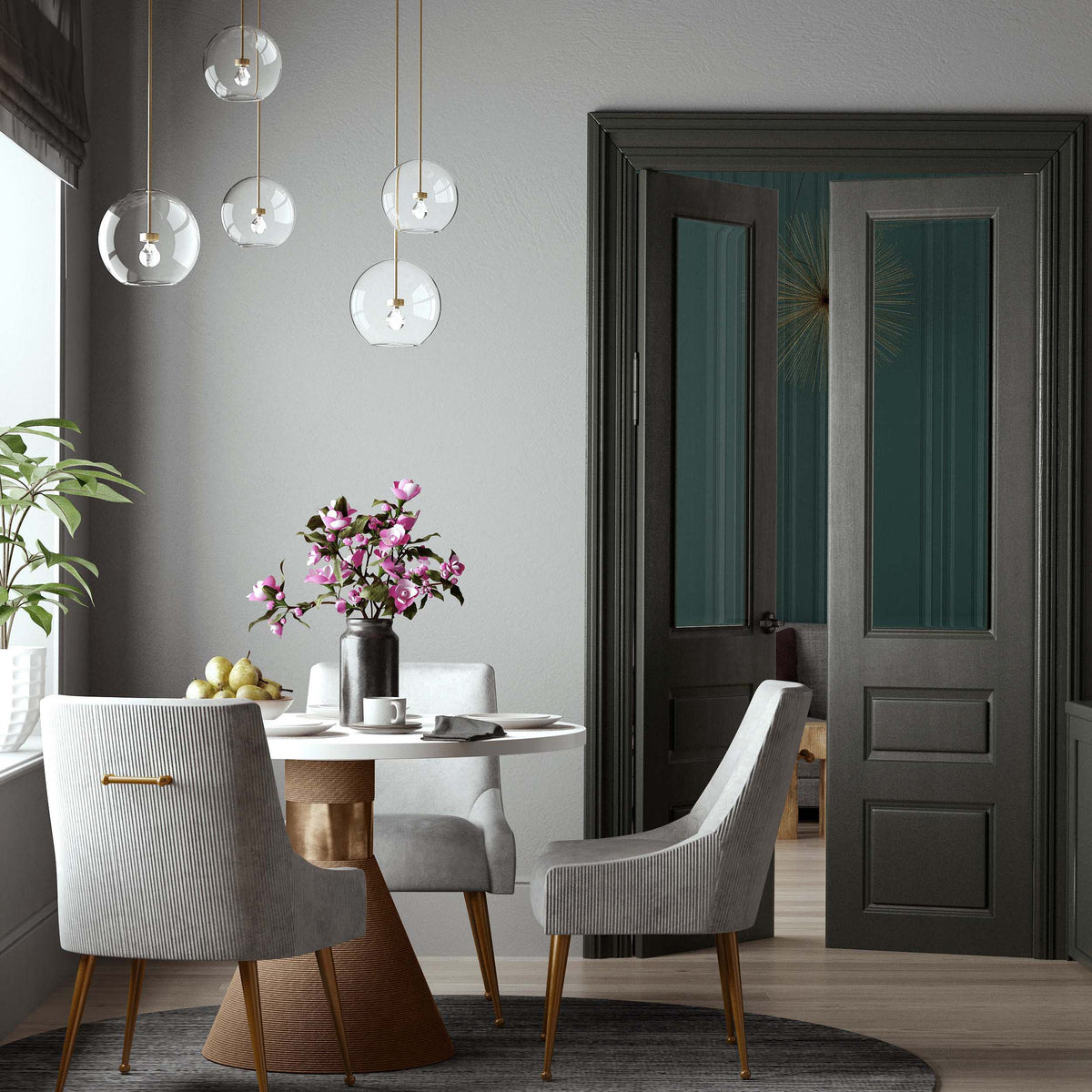Beatrix Pleated Performance Velvet Dining Chair by TOV Furniture – room view