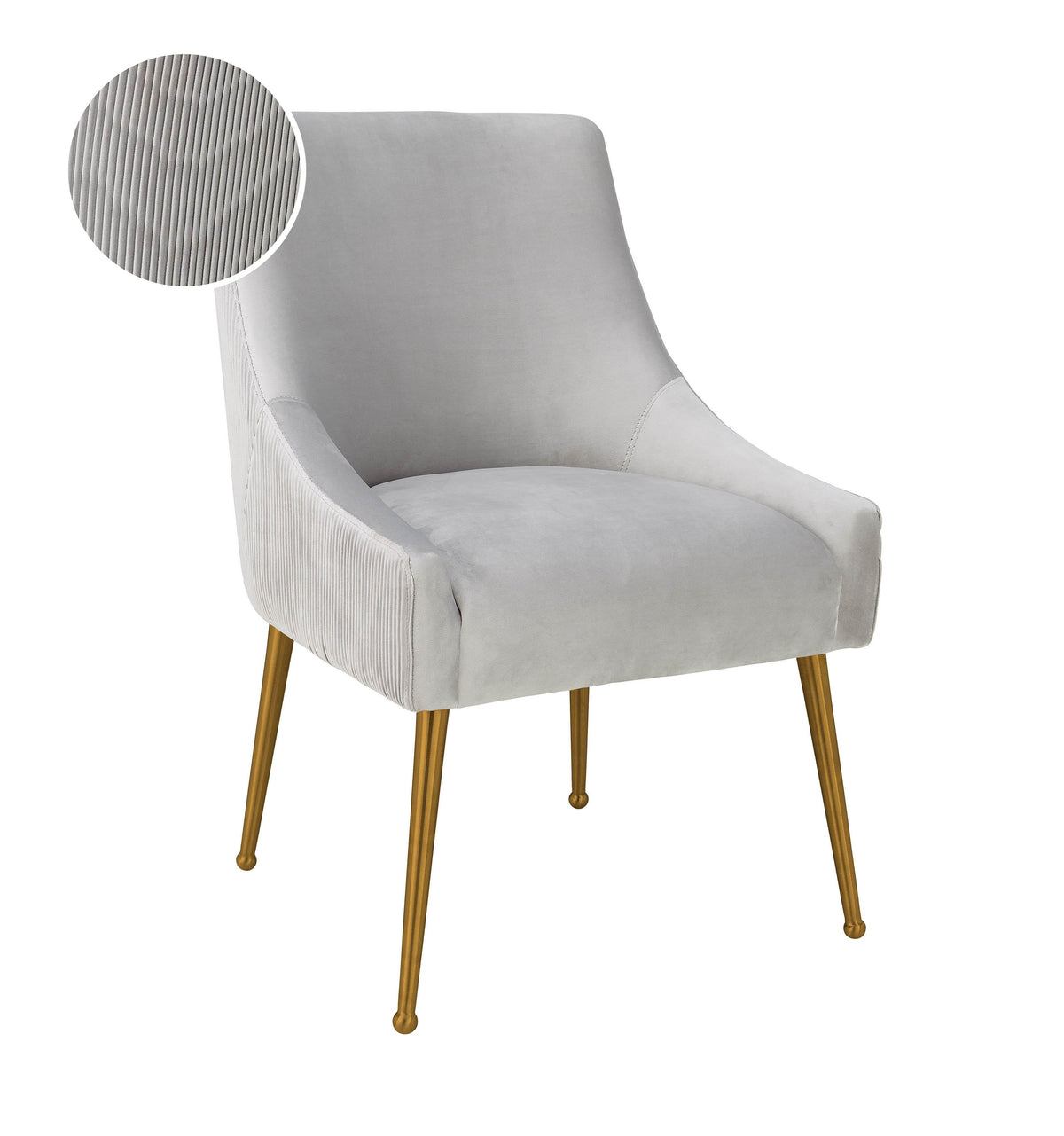 Beatrix Pleated Light Grey Performance Velvet Dining Chair by TOV Furniture – photo 7 of 8