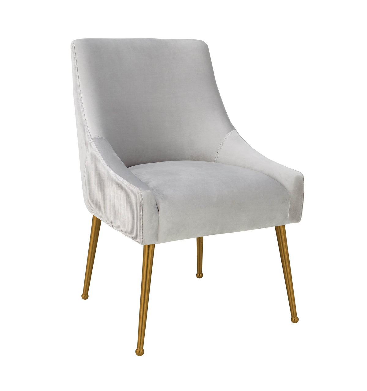 Beatrix Pleated Light Grey Performance Velvet Dining Chair by TOV Furniture – photo 1 of 8