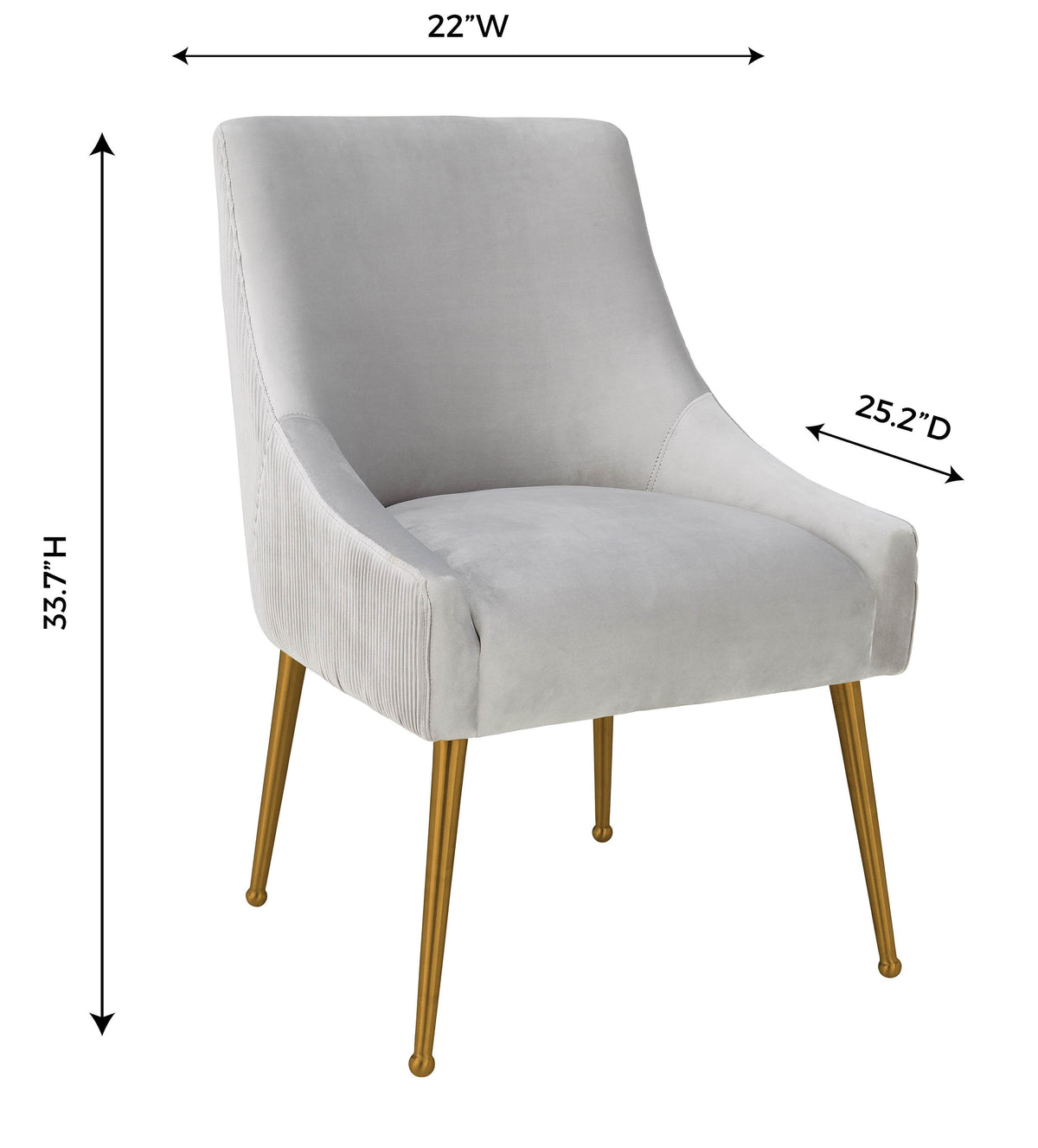 Beatrix Pleated Light Grey Performance Velvet Dining Chair by TOV Furniture – photo 8 of 8