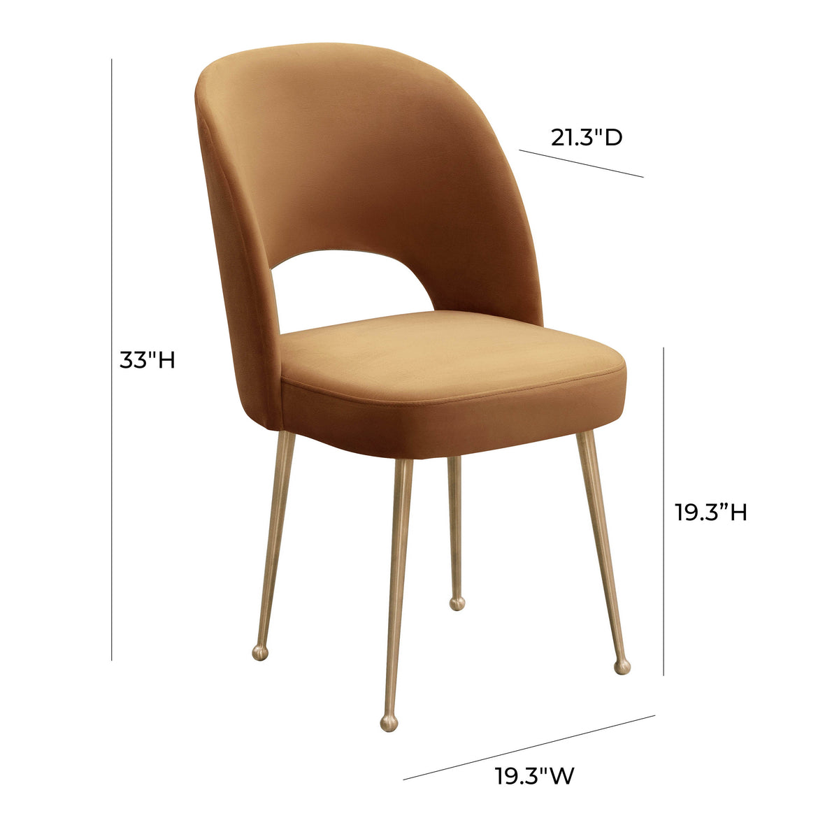 Swell Cognac Performance Velvet Dining Chair by TOV Furniture – photo 6 of 6