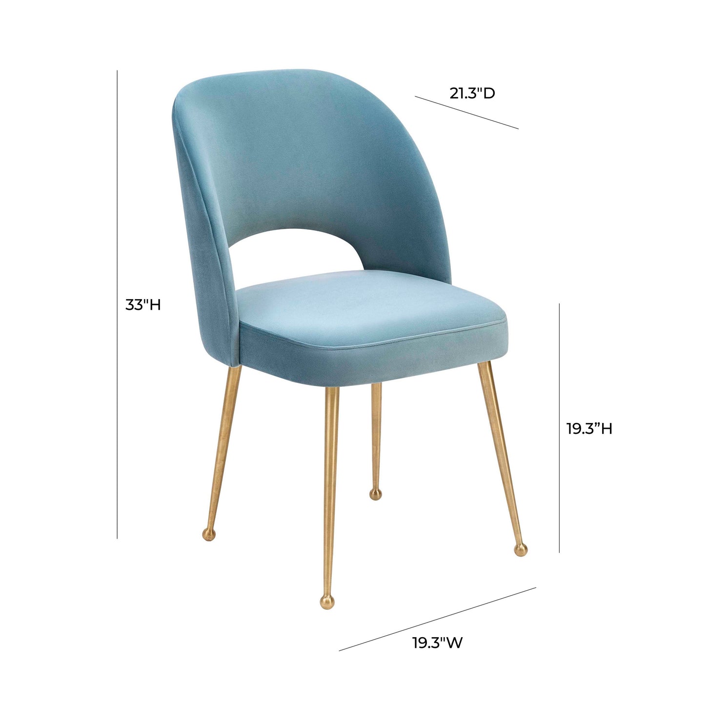 Swell Performance Velvet Dining Chair Sea Blue by Tov Furniture