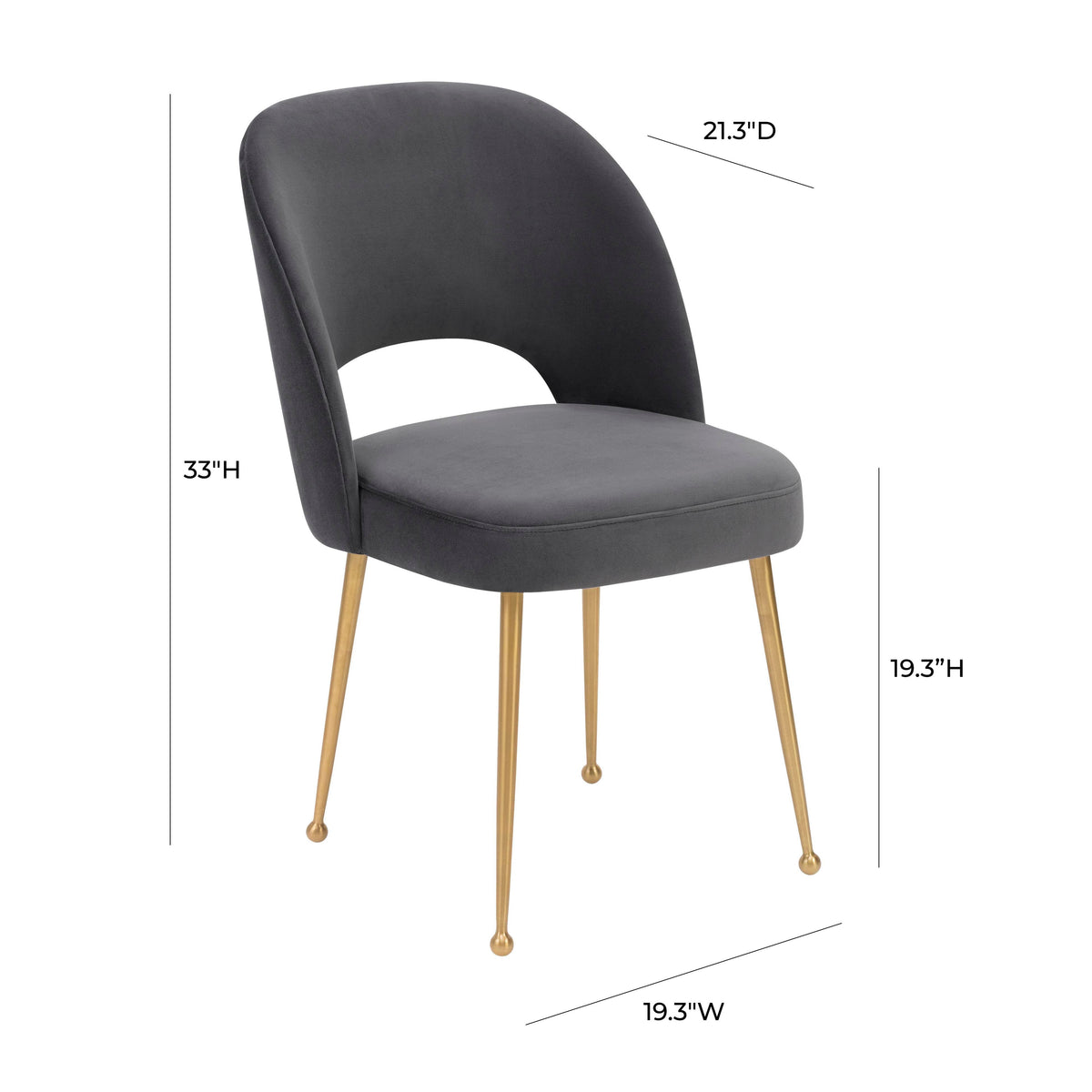Swell Dark Grey Performance Velvet Dining Chair by TOV Furniture – photo 6 of 6