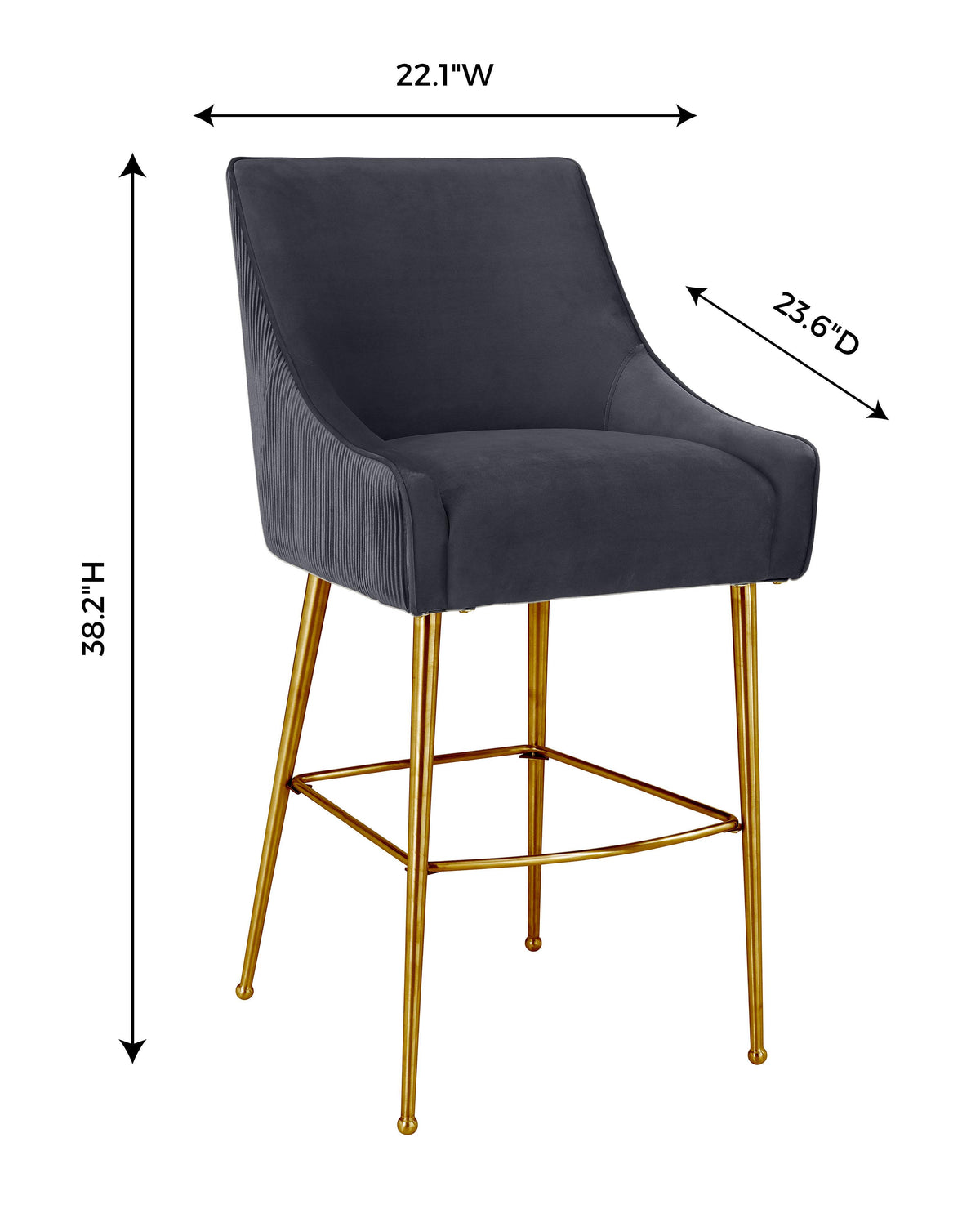 Beatrix Pleated Grey Performance Velvet Counter Stool by TOV Furniture – photo 6 of 7
